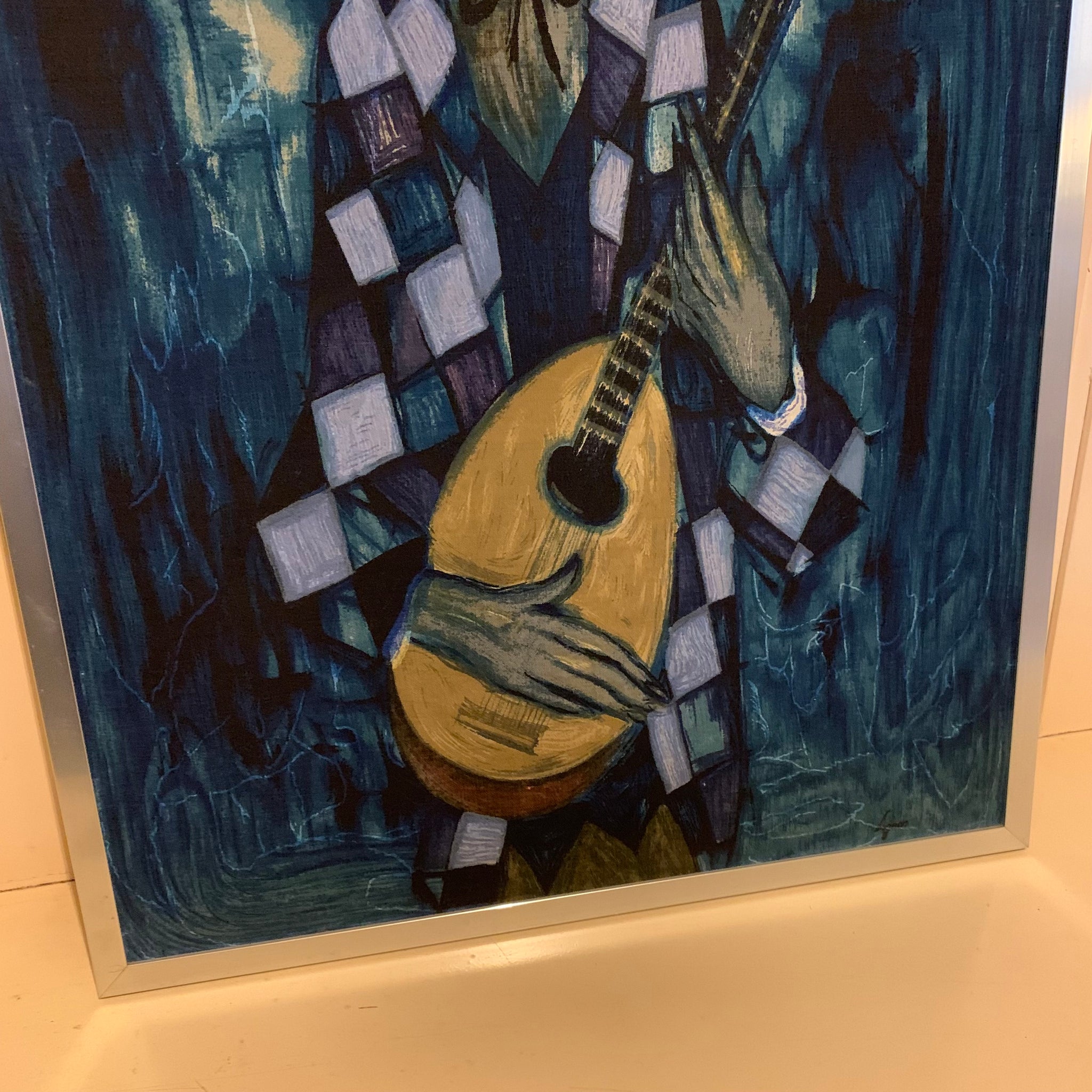 Impression sur toile Arlequin avec mandoline signé Lignon