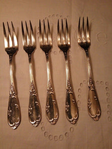Couverts en métal argenté poinçonnés, 5 fourchettes à poisson. - Modus Vivendi Antiques